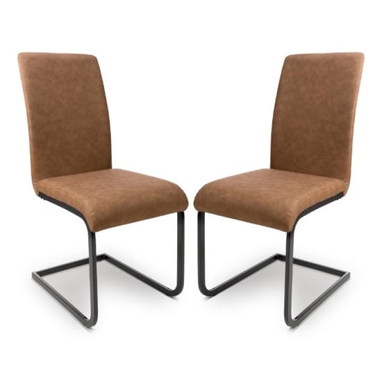 Lansing Tan Faux Leather Dining Chairs In Pair