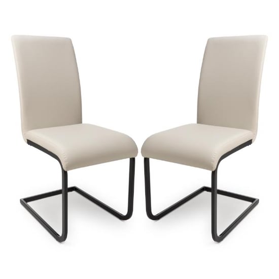 Lansing Taupe Faux Leather Dining Chairs In Pair