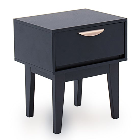 Lanus Wooden Bedside Table With 1 Drawer In Blue | Bed Sava