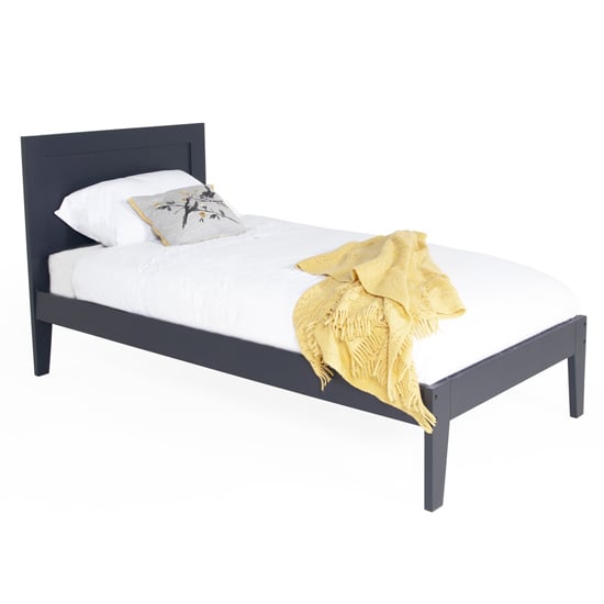 Lanus Wooden Single Bed In Dark Grey | Bed Sava
