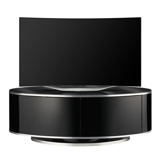 Lanza High Gloss TV Stand With Push Release Doors In Black | Bed Sava