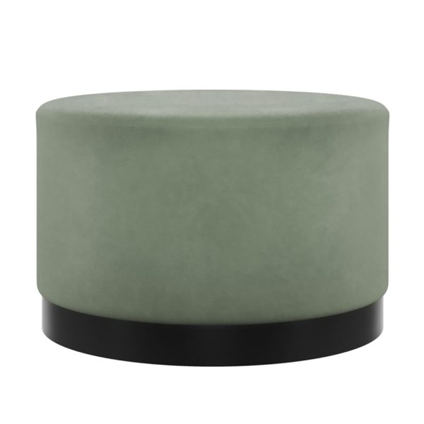 Lara Velvet Pouffe Large With Black Base In Green | Bed Sava