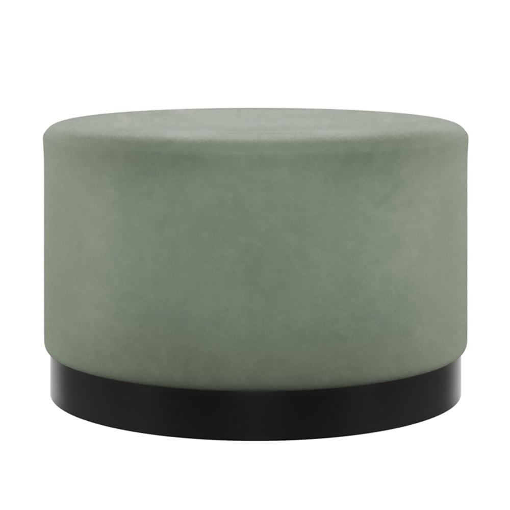 Lara Velvet Pouffe Large With Black Base In Green
