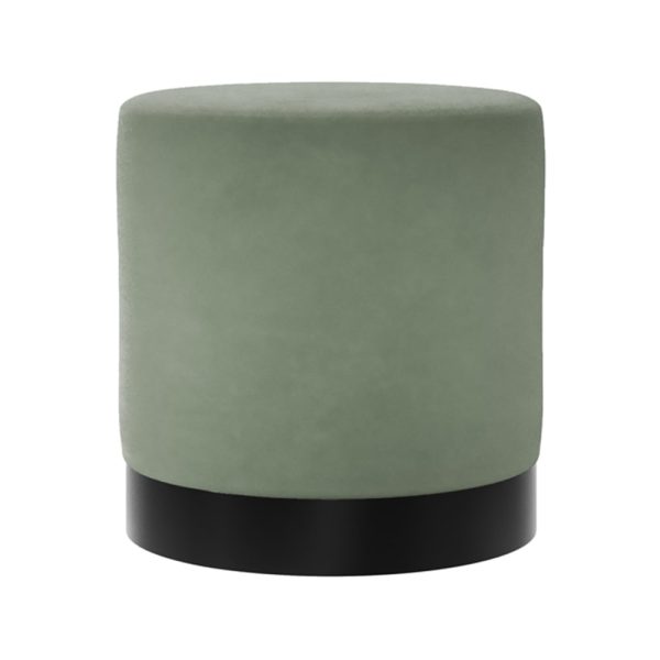 Lara Velvet Pouffe Small With Black Base In Green | Bed Sava