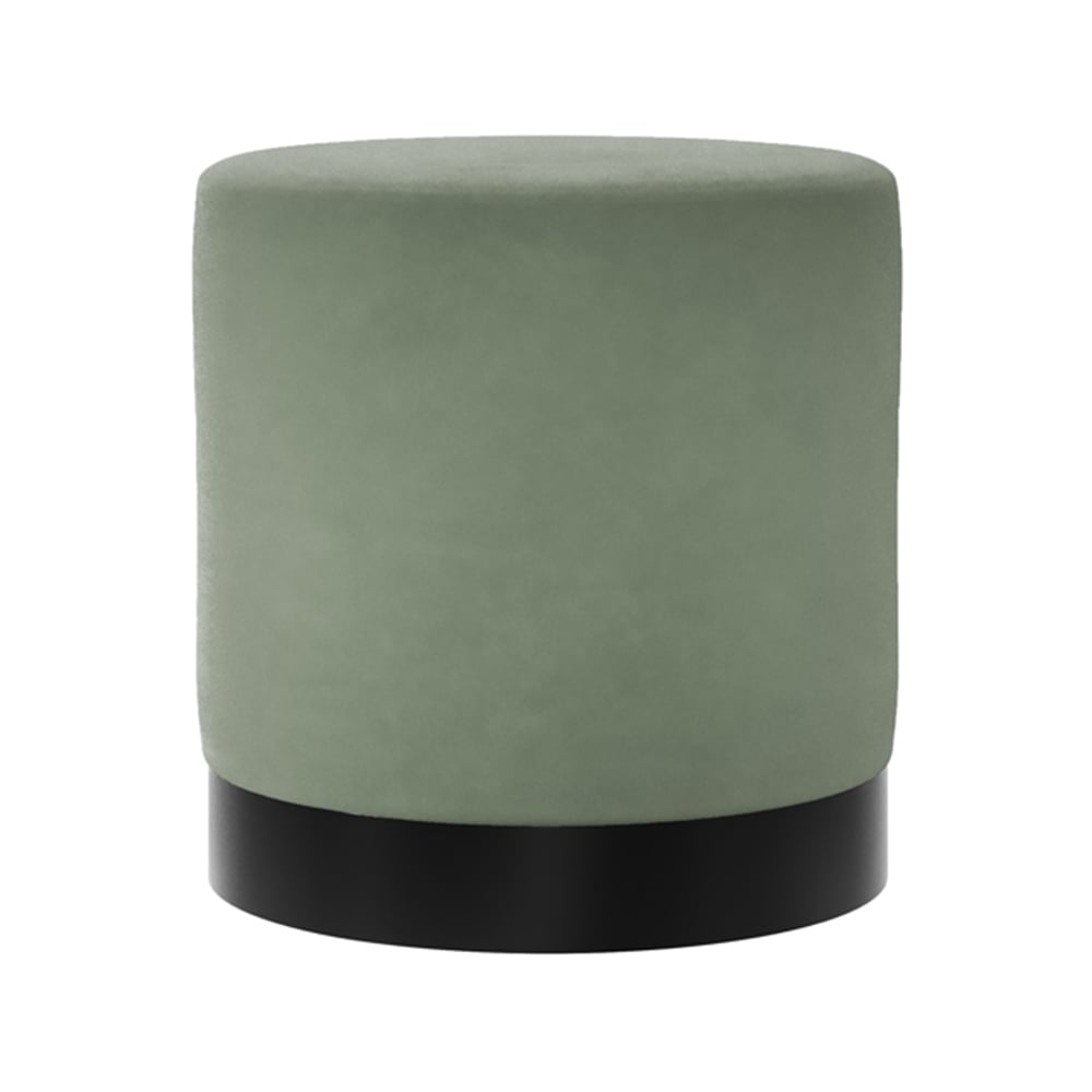 Lara Velvet Pouffe Small With Black Base In Green