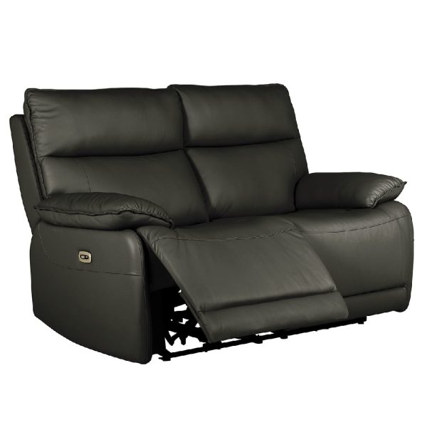 Laramie Leather 2 Seater Recliner Sofa In Dark Grey | Bed Sava