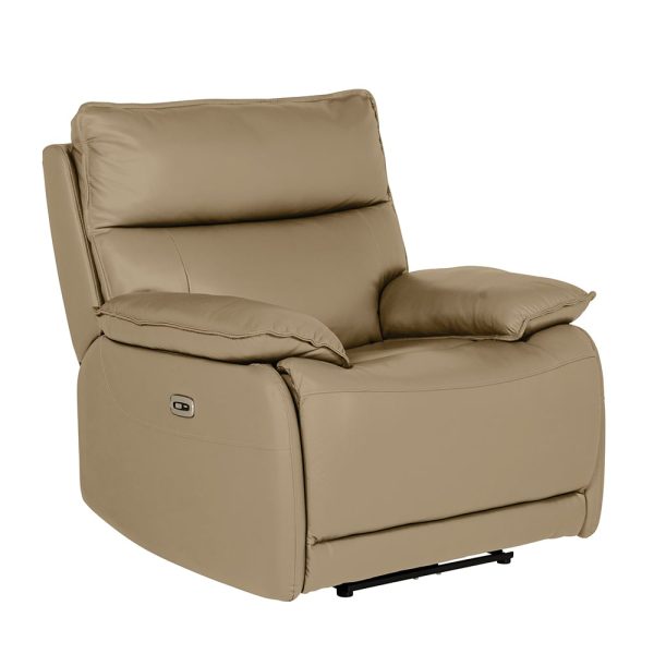Laramie Leather 1 Seater Recliner Sofa In Latte | Bed Sava