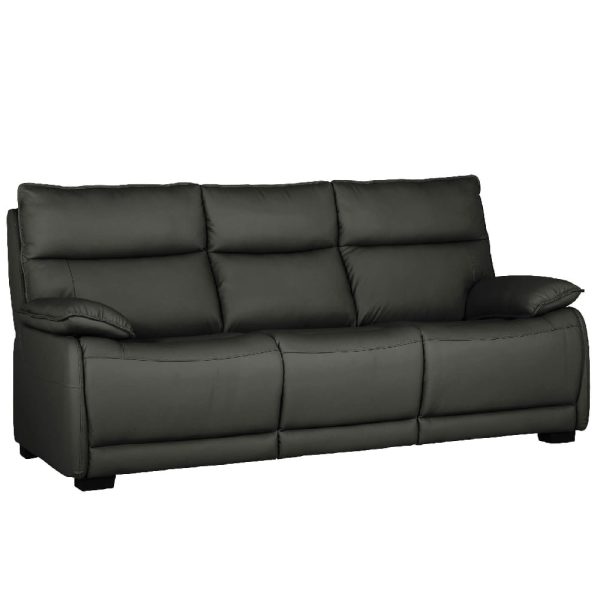Laramie Leather 3 Seater Sofa With Oak Legs In Dark Grey | Bed Sava
