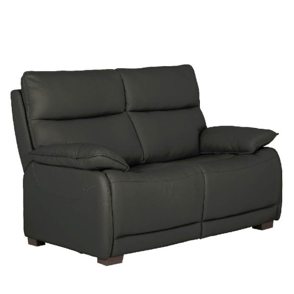 Laramie Leather 2 Seater Sofa With Oak Legs In Dark Grey | Bed Sava