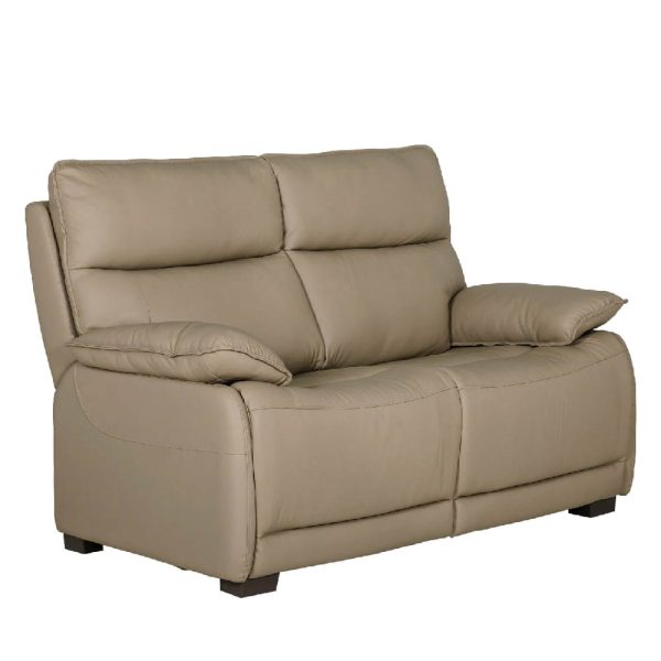 Laramie Leather 2 Seater Sofa With Oak Legs In Latte | Bed Sava