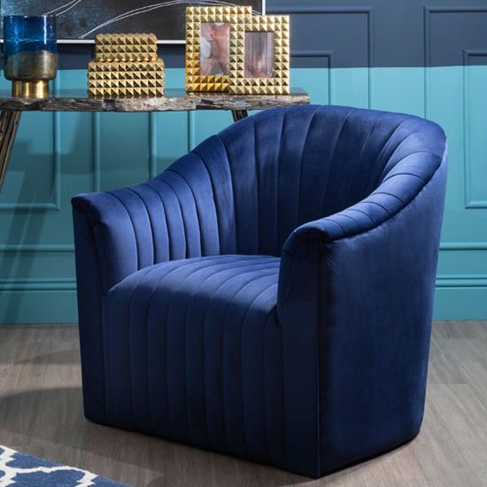 Larawag Upholstered Velvet Armchair In Deep Blue | Bed Sava