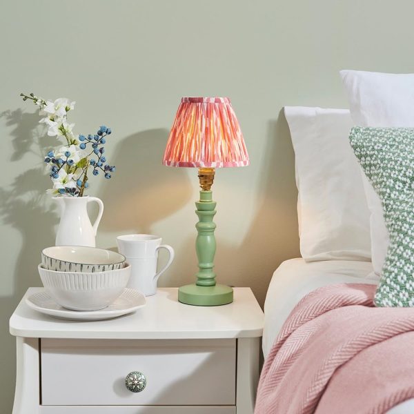 Laredo Coral Pink 16cm Shade Wood Table Lamp In Cotswold Green | Bed Sava