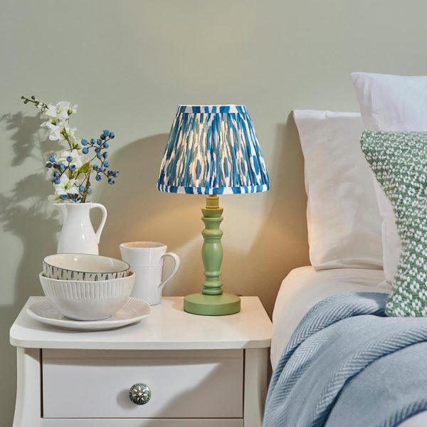 Laredo Marlin Blue 20cm Shade Wood Table Lamp In Cotswold Green | Bed Sava