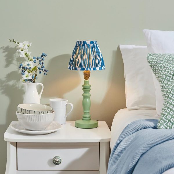 Laredo Marlin Blue 16cm Shade Wood Table Lamp In Cotswold Green | Bed Sava
