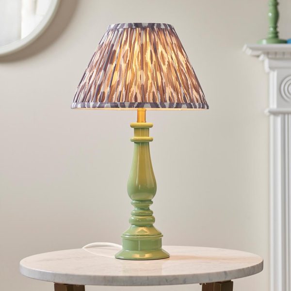 Laredo Pearl Grey 30cm Shade Resin Table Lamp In Cotswold Green | Bed Sava