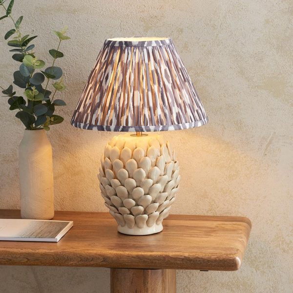 Laredo Pearl Grey 30cm Shade Large Ceramic Table Lamp In Ivory | Bed Sava