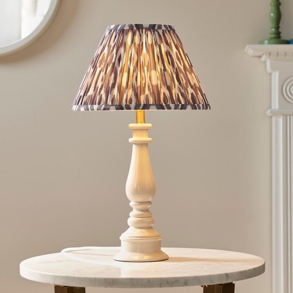 Laredo Pearl Grey 30cm Shade Resin Table Lamp In Almond White | Bed Sava