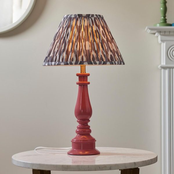 Laredo Pearl Grey 30cm Shade Resin Table Lamp In Pink Clay | Bed Sava