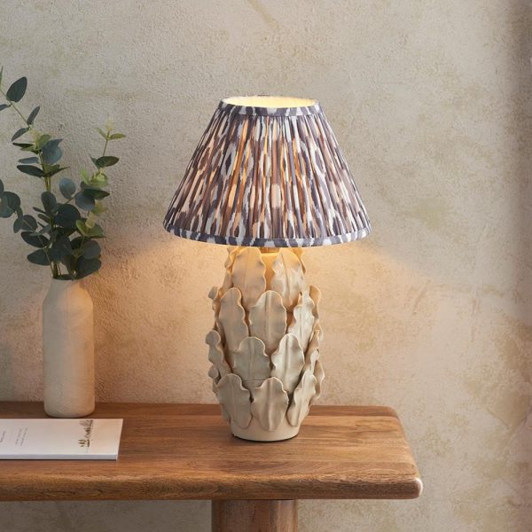 Laredo Pearl Grey 30cm Shade Small Ceramic Table Lamp In Ivory | Bed Sava