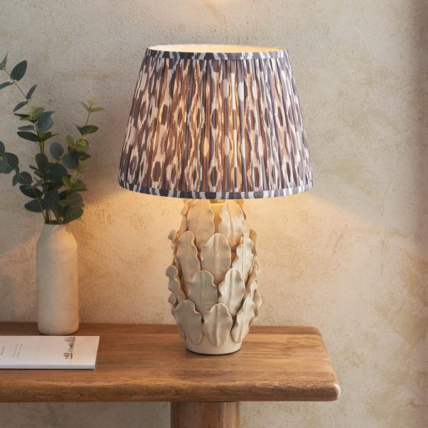 Laredo Pearl Grey 35cm Shade Ceramic Table Lamp In Ivory | Bed Sava