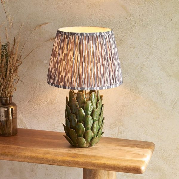 Laredo Pearl Grey 35cm Shade Ceramic Table Lamp In Olive | Bed Sava