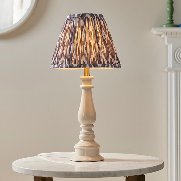 Laredo Pearl Grey 25cm Shade Resin Table Lamp In Almond White | Bed Sava