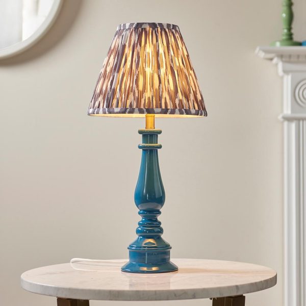 Laredo Pearl Grey 25cm Shade Resin Table Lamp In Marlin Blue | Bed Sava