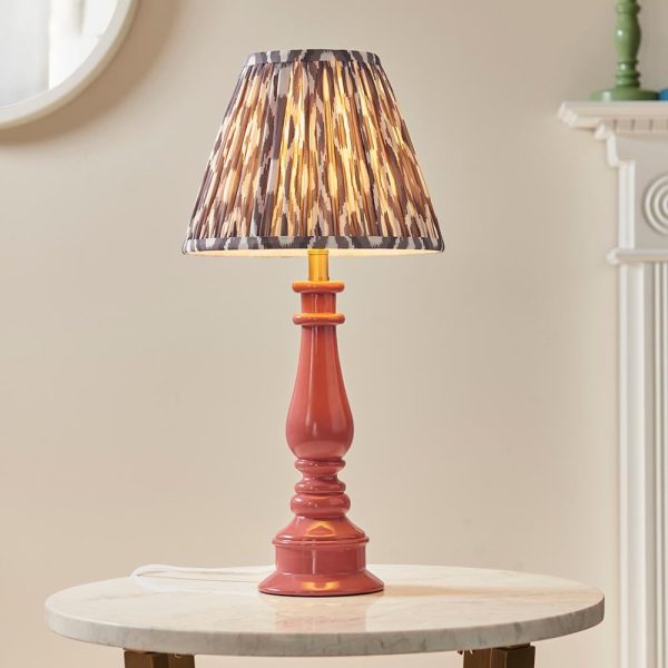Laredo Pearl Grey 25cm Shade Resin Table Lamp In Pink Clay | Bed Sava