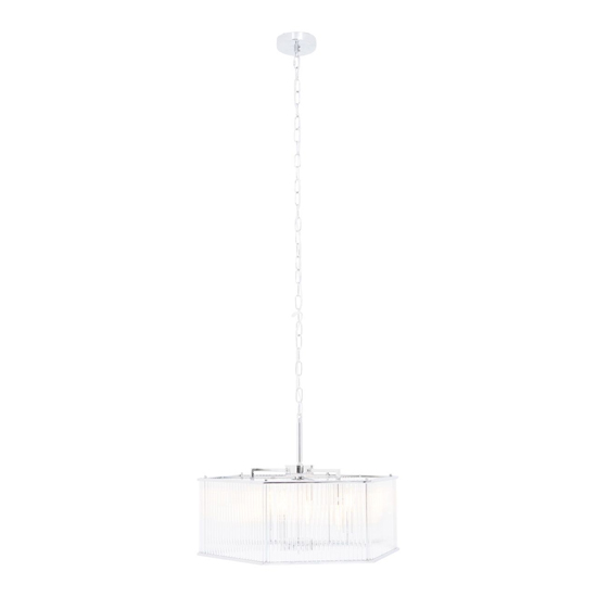 Larisa Hexagonal 6 Bulbs Pendant Light In Chrome | Bed Sava