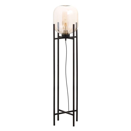 Latinas Vintage Industrial Glass Glow Floor Lamp In Black | Bed Sava
