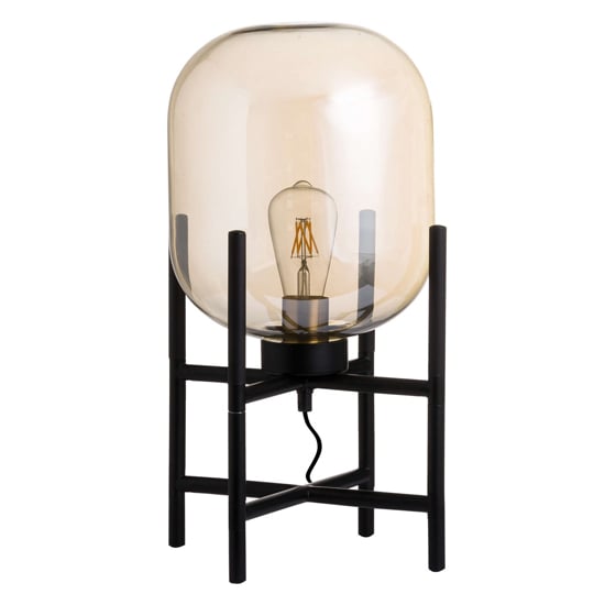 Latinas Vintage Industrial Glass Glow Table Lamp In Black | Bed Sava