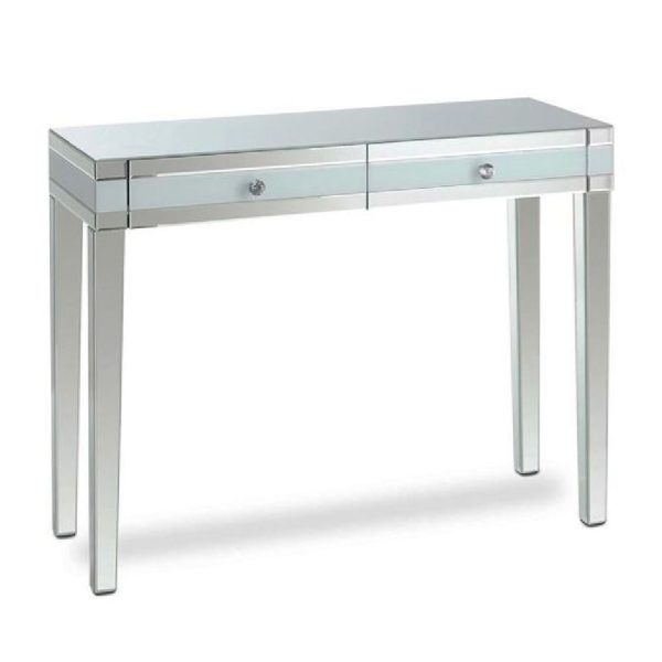Laughlin Mirrored Dressing Table In Silver And White Gloss | Bed Sava