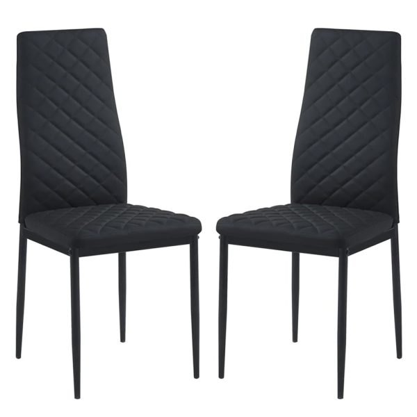 Laurel Black Faux Leather Dining Chairs In Pair | Bed Sava