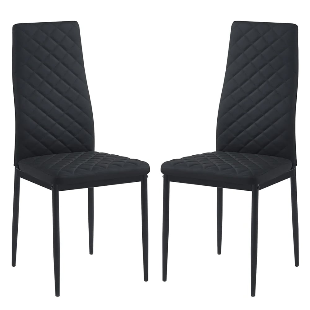 Laurel Black Faux Leather Dining Chairs In Pair