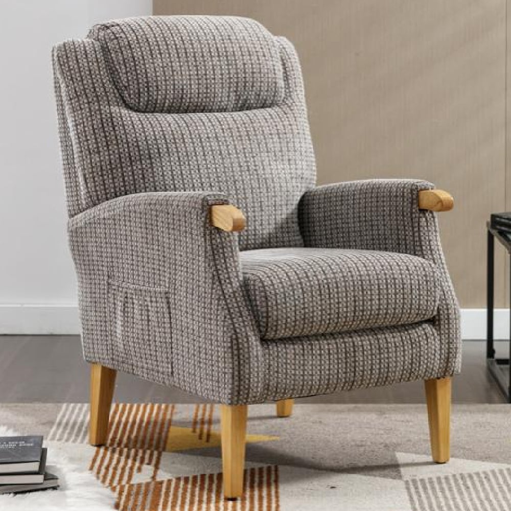 Laurel Fabric 1 Seater Sofa With Oak Legs In Latte