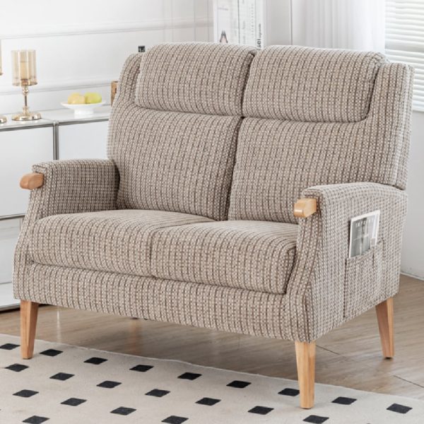 Laurel Fabric 2 Seater Sofa With Oak Legs In Natural | Bed Sava