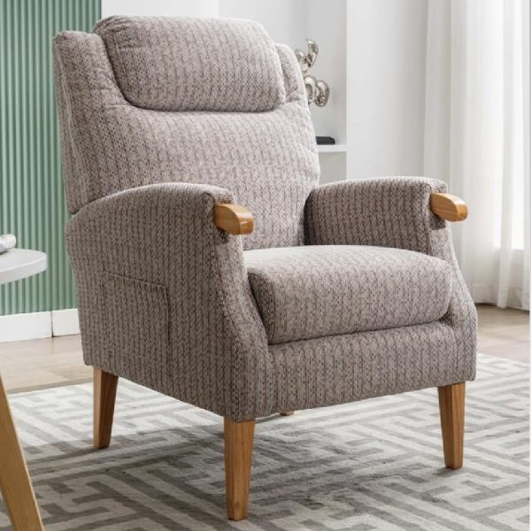 Laurel Fabric 1 Seater Sofa With Oak Legs In Natural | Bed Sava