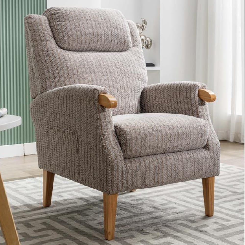 Laurel Fabric 1 Seater Sofa With Oak Legs In Natural