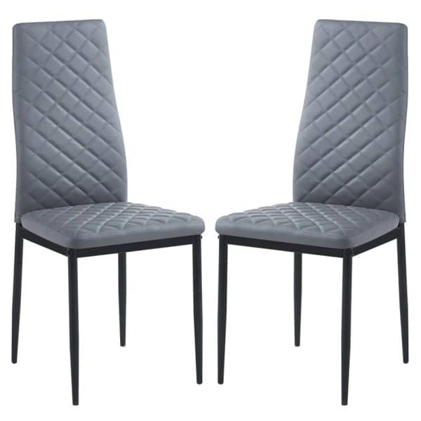 Laurel Grey Faux Leather Dining Chairs In Pair | Bed Sava