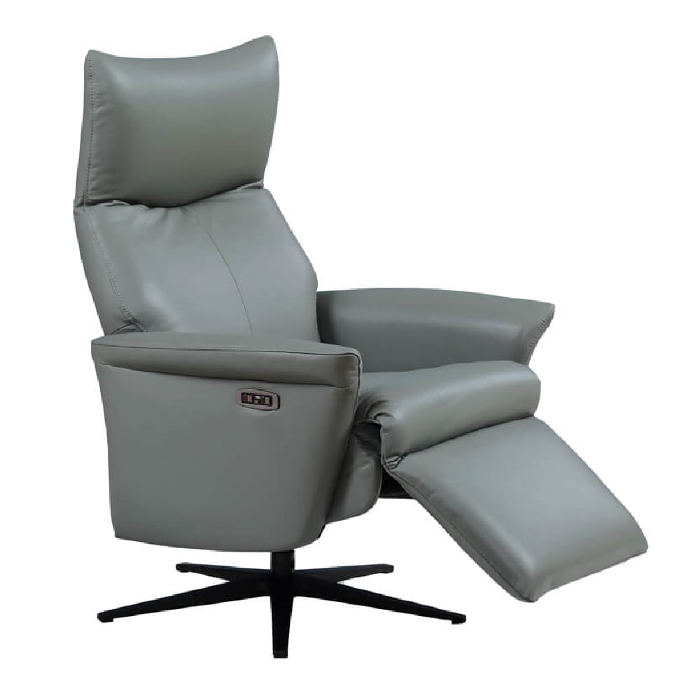 Laurel Leather Recliner Bedroom Chair In Steel