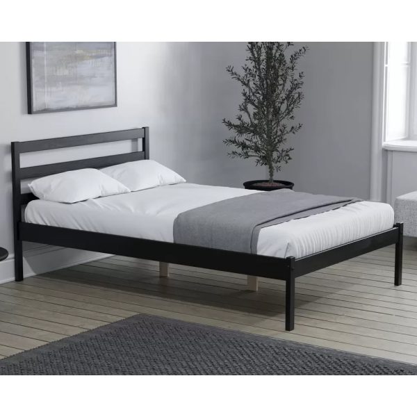 Laurel Wooden Small Double Bed In Black | Bed Sava