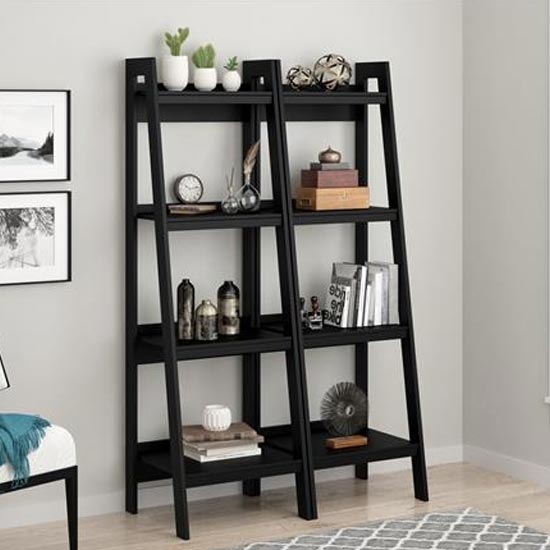 Langore Wooden Bookcase With 8 Shelves In Black | Bed Sava