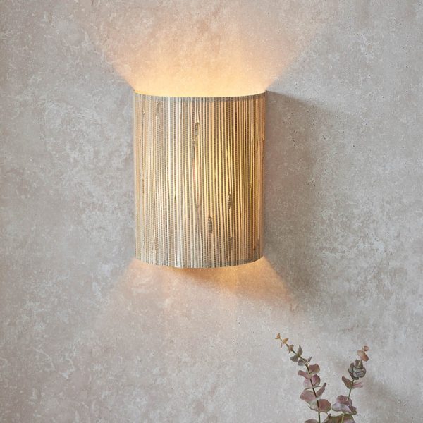 Leander Natural Seagrass Drum Shade Wall Light In Matt Black | Bed Sava