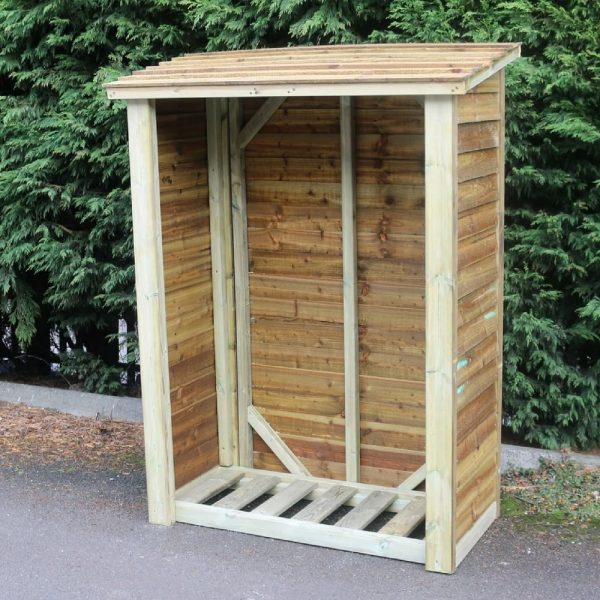 Lebanon Tall Wooden Garden Log Store In Natural | Bed Sava