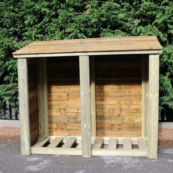Lebanon Wide Wooden Garden Double Log Store In Natural | Bed Sava