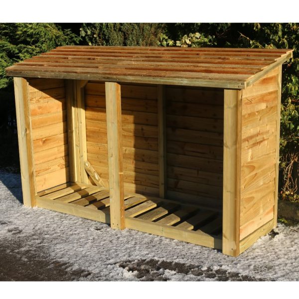 Lebanon Wooden Garden Double Log Store In Natural | Bed Sava