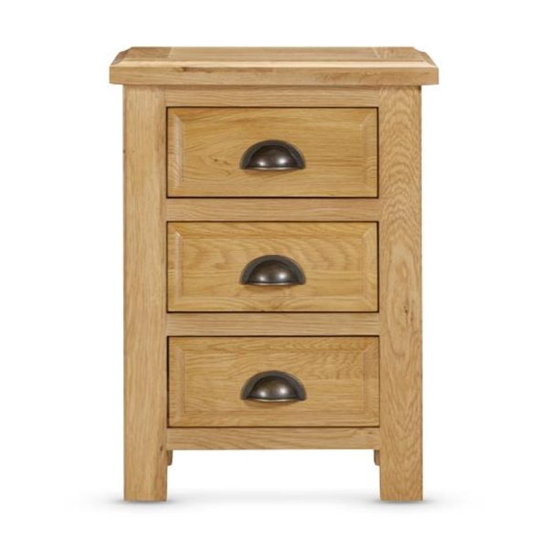 Lecco Wooden Bedside Cabinet With 3 Drawers In Oak | Bed Sava