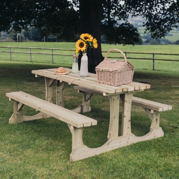 Ledyard Small Wooden Picnic Dining Set In Natural | Bed Sava
