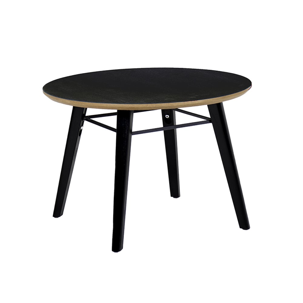 Leeds Black Wooden Lamp Table Round With Black Legs