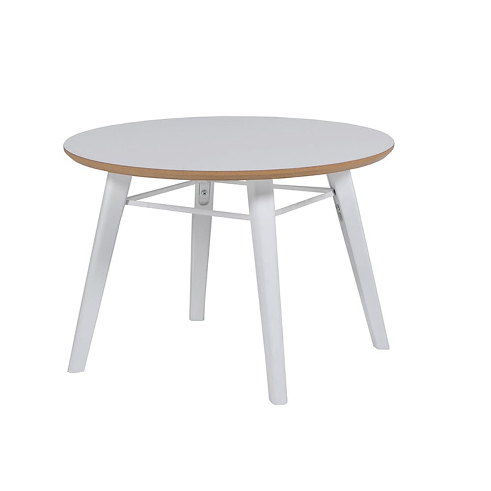 Leeds White Wooden Lamp Table Round With White Legs